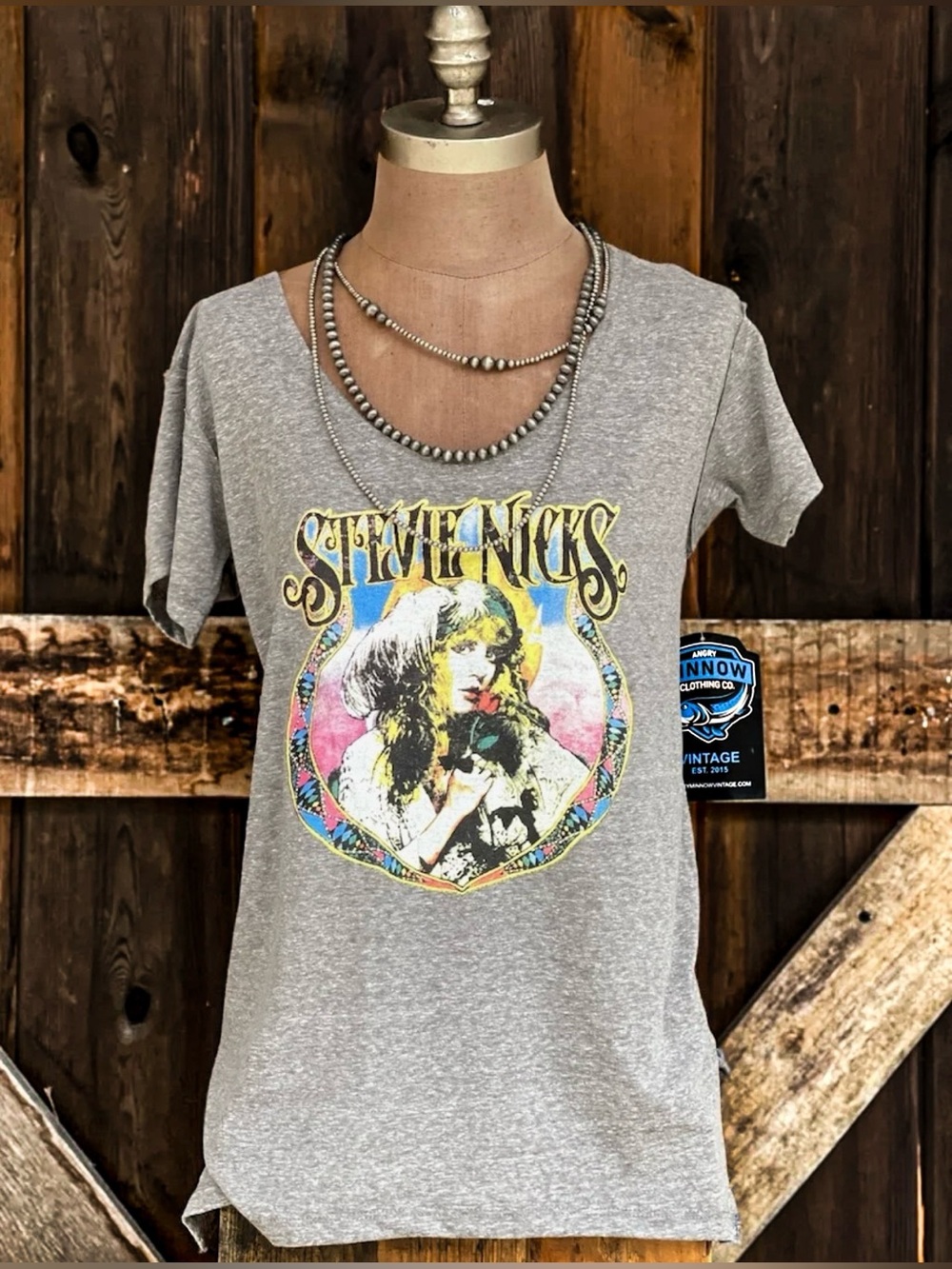 Stevie Nicks Heather Gray Tee by Angry Minnow Clothing Co. NWT
